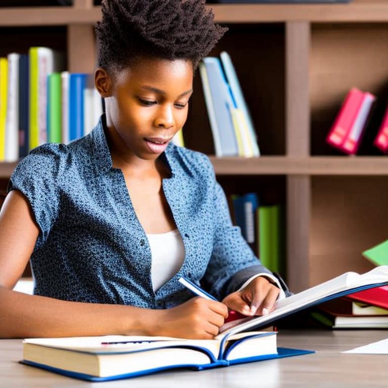 An image depicting a student studying with textbooks, using mnemonic devices, organizing study materials, and practicing exam questions to optimize learning and achieve success in exams.
