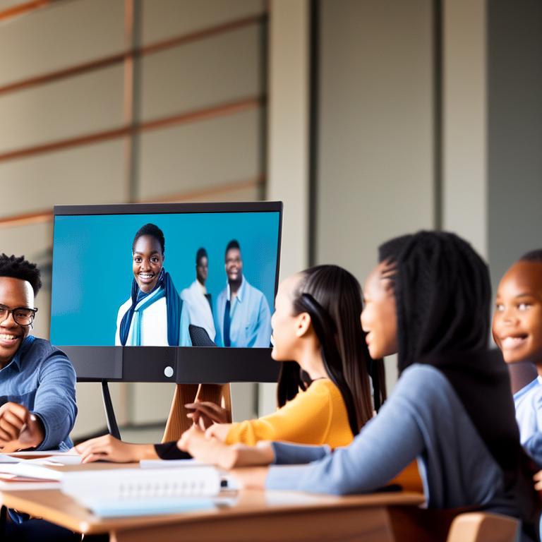 Diverse group of students engaged in a virtual classroom setting, highlighting the flexibility and inclusivity of online education in the evolution of distance education.