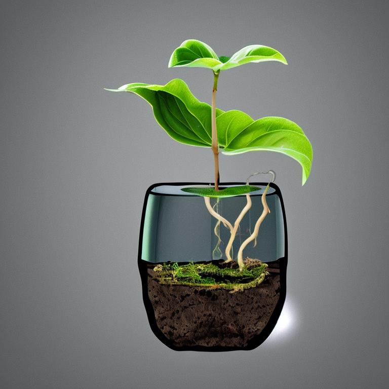 A visual representation of water propagation technique, showcasing a plant cutting placed in water for root development.