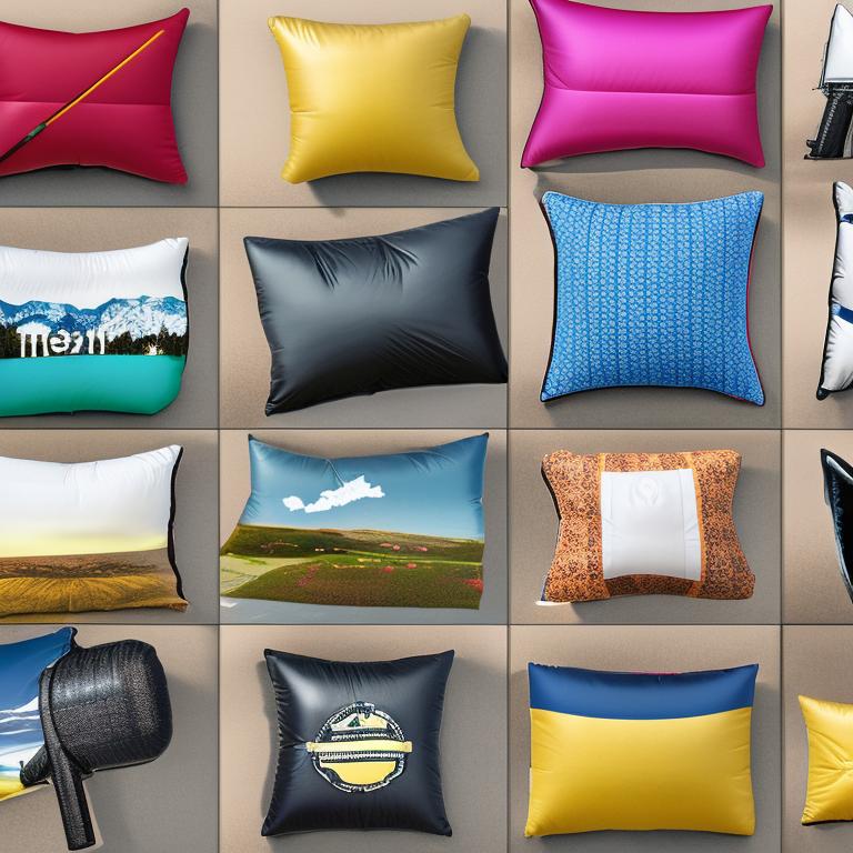 Illustrate the comfort of travel with inflatable pillows through images of various pillow types, inflation methods, and travel scenarios for a visually engaging article.